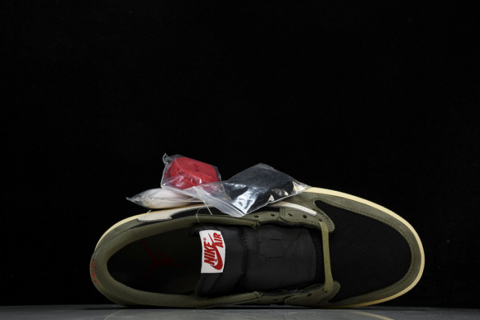travis scott x air jordan 1 low "black olive" dm7866-002