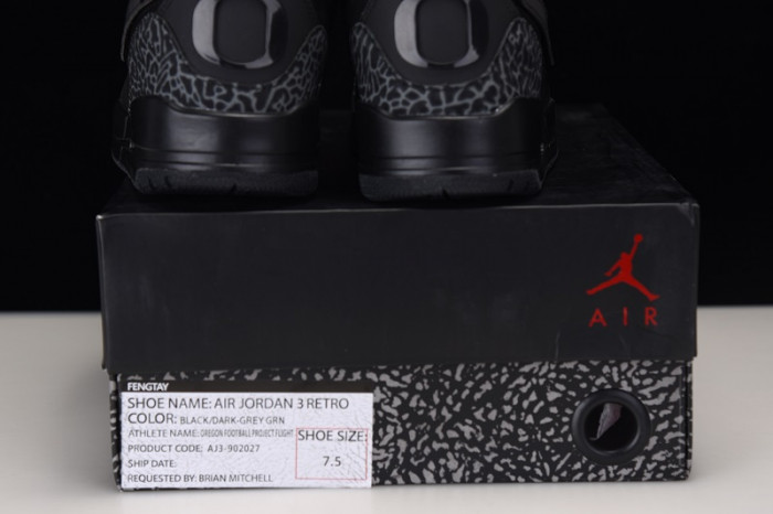 air jordan 3 retro black/dark -grey aj3-902027