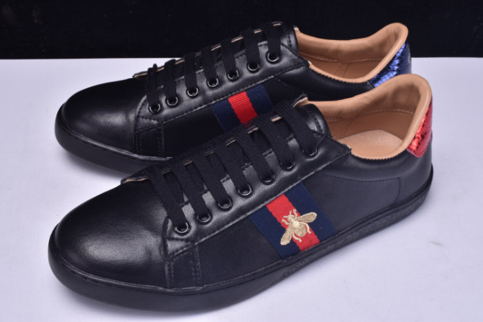 gc ace embroidered low-top sneaker black with bee mens 431942-a38g0