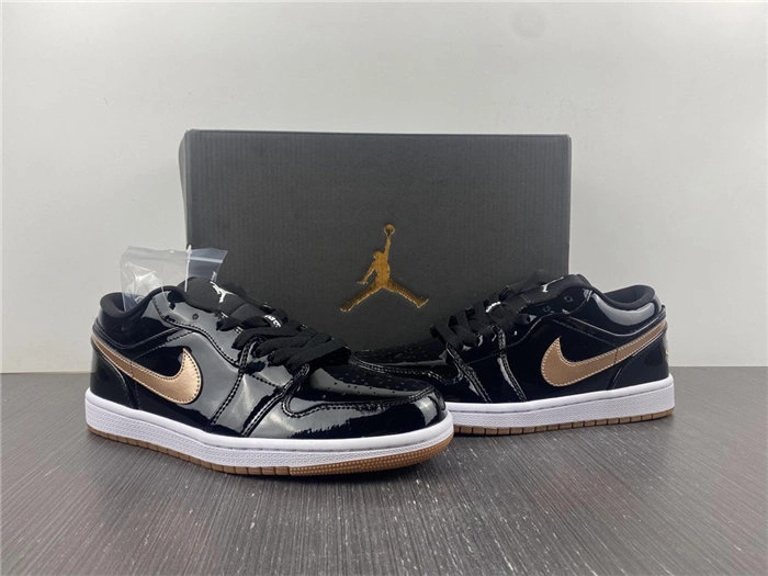 Jordan1 Retro Black Gold Patent 554723- Durable 3726